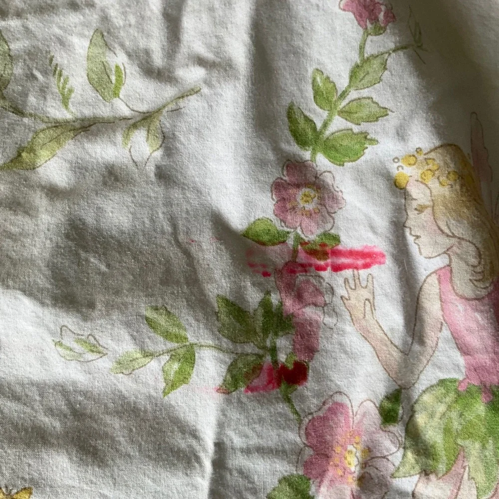 Vintage Garden Fairy Floral Duvet Cover Pink Whimsical Cottagecore Fairycore